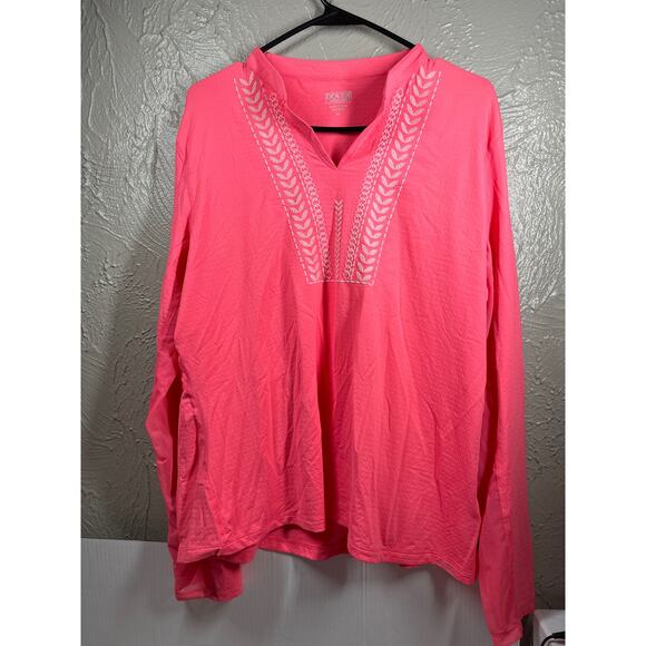 Dover Saddlery CoolBlast® 100 Ladies’ Notch-V Long Sleeve Coral Top Size XL - Picture 1 of 6
